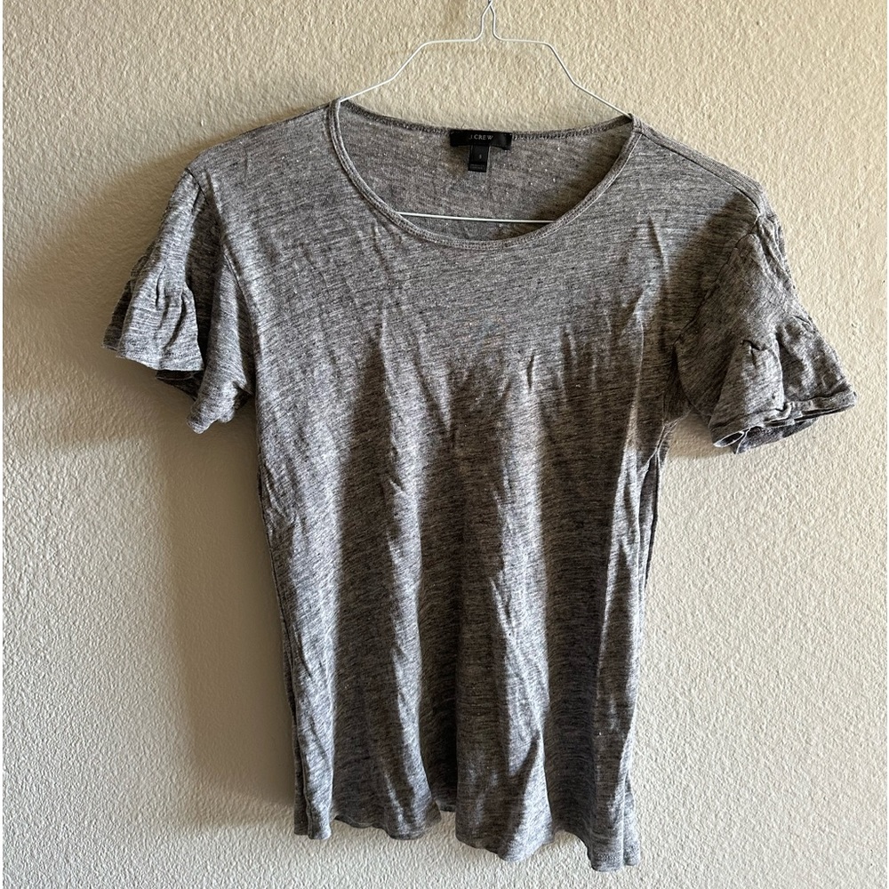 J Crew Linen T-Shirt Women’s Size Small Flutter Gray